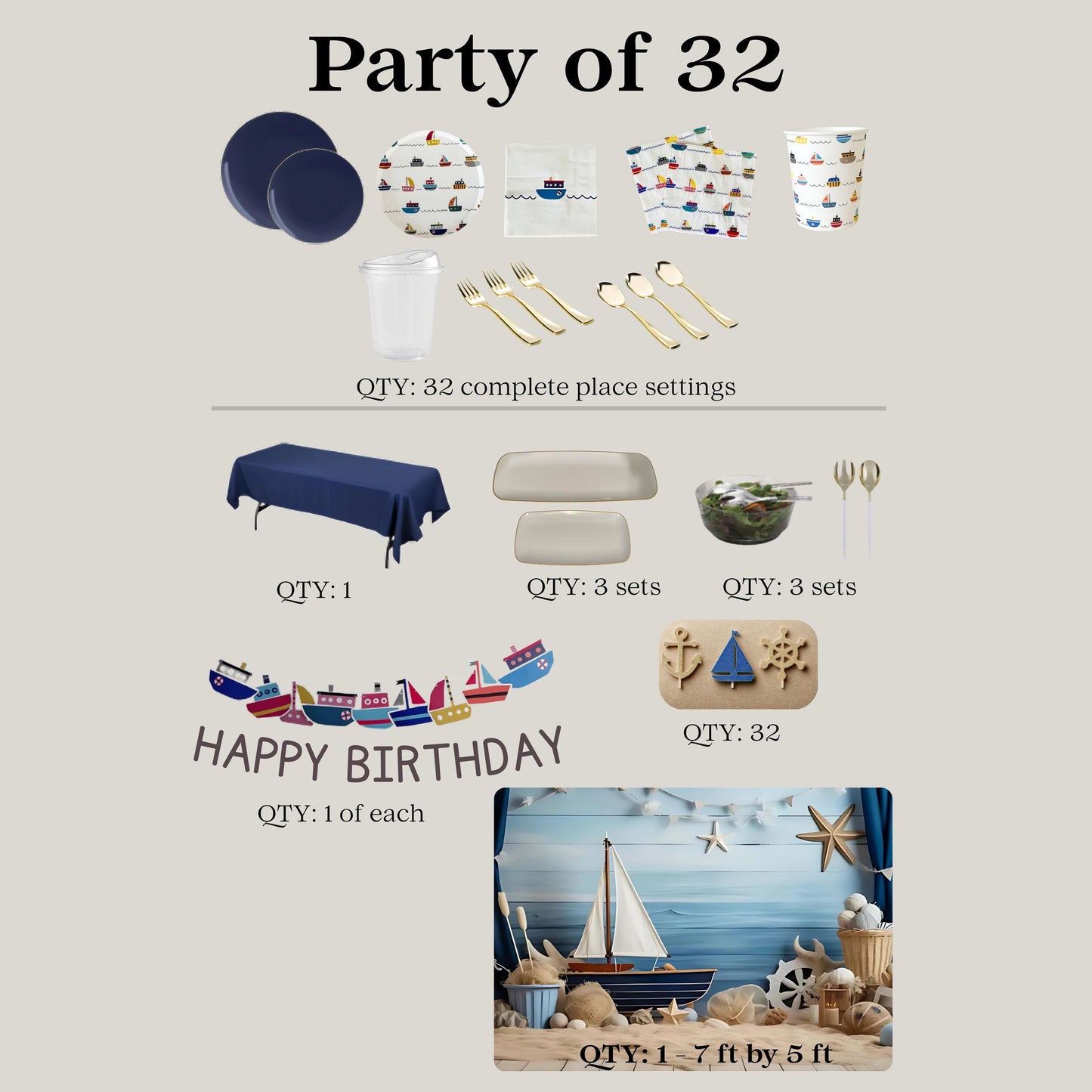Nautical Party Supplies Box | Sailboat Party Decor