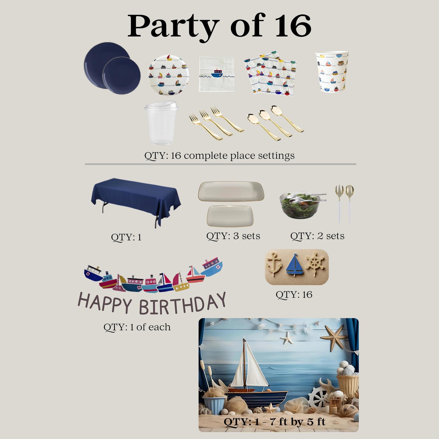 Nautical Party Supplies Box | Sailboat Party Decor