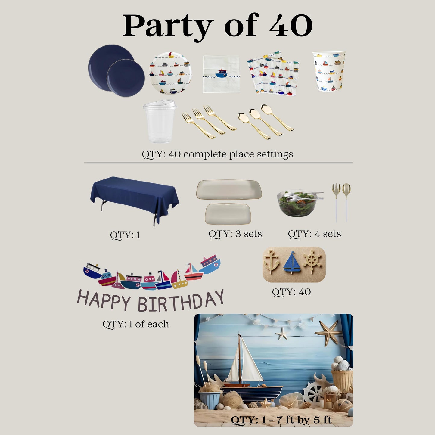 Nautical Party Supplies Box | Sailboat Party Decor